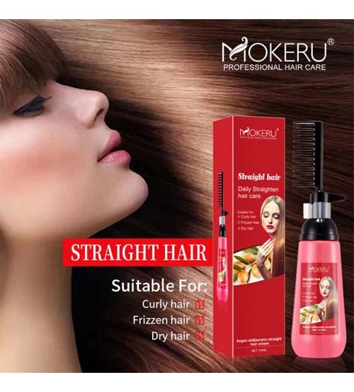 Mokeru Straight Hair Cream With Comb Wash Straight And Soft Hair For Brazilian 150ml